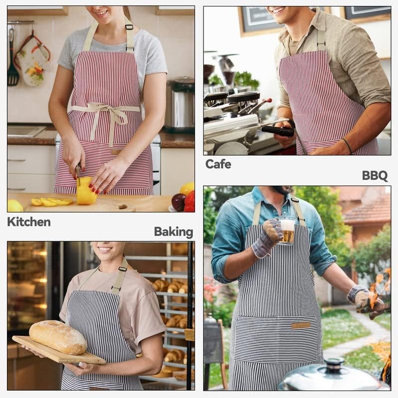 2 Pack Kitchen Cooking Aprons, Adjustable Bib Soft Chef Apron