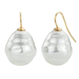 Traveller Earrings – Baroque Pearl White, Titanium, Pearl