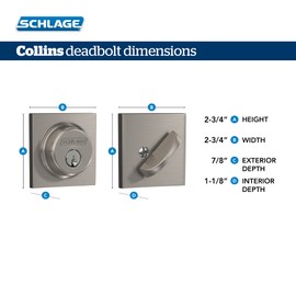 Schlage FB55 N G BWE 622 COL Single Cylinder Deadbolt and Keyed Entry Bowery Knob with Collins Trim, Matte Black