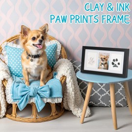 Seencool Paw Print Frame Kit, Dog Paw Print Kit with Clay & No Mess Ink Pad, with Customization Tool, Wooden Pet Memorial Frame,DIY Dog Lover Gifts