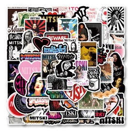 64pcs Mitski Stickers American Singer-Songwriter Stickers for Cartoon Cute Girls Boys Teenagers Adult Water Bottles Laptop Suitcases Birthday Toy Decoration Kids Holiday Party