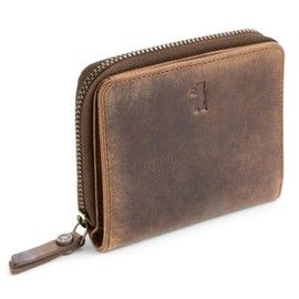 Berliner Bags Sara Ladies Small Leather Wallet with TUV Approved RFID Protection + Gift Box, Walnut, Vintage