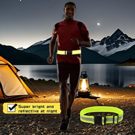 RyanDesign Reflective Safety Belt - Adjustable Military-Grade Elastic Strap for Running, Cycling, Motorcycle | High-Visibility Lime Green | Day & Night Protection (26"-50" Waist)