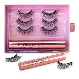 Everbelle Kit de Pestañas Postizas Magnéticas SIN pegamento - 3 Pares Modelo LOVE Estilo Cat Eye (Reusables hasta 30 veces) y Delineador Magnético Liquido (8ml)
