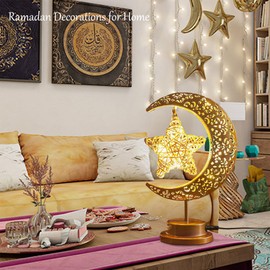 Moon Lamp, Ramadan Decorations for Home, Eid Mubarak Decorations, Galaxy Light, Crescent Moon Star Lamp USB, Ramadan Lights Decorations for Home Party Bedroom Table, Ramadan Eid Gifts for Kids Family