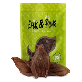 Erik & Paws Cow Ears for Dogs - Premium All-Natural, Unbleached 100% Cow Ears, No Additives or Hormones, Safe Rawhide Alternative, Gentle on Tummies - 18 Count