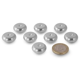 Precisiongeek - Pads for Speakers, Vibration Damper, Silver Aluminium, Round, 20 mm Diameter, Spikes Boxes - Pack of 8