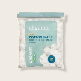 Cliganic 100% Organic Super Jumbo Cotton Balls for Daily Skincare Makeup Cosmetic Polish - Size: 100 Count