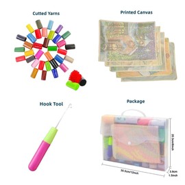 Merry Christmas White Snow Tree Latch Hook Kits Red Pillow Crochet Yarn Rug Pre-Printed Cushion Needlework Pillowcase Hook and Latch Kit Christmas Home Sofa Decoration 43x43cm(4)