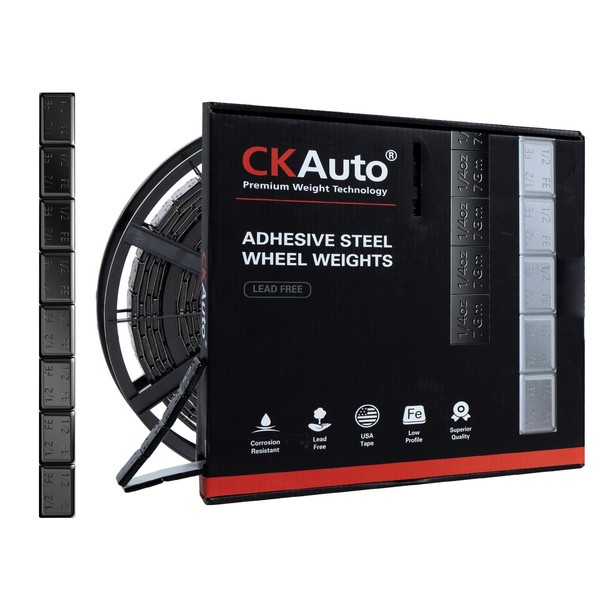 CKAuto CKAuto 0.5oz, Adhesive Stick on Roll Wheel Weights, Black,