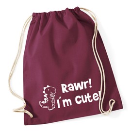 Huuraa Gym Bag T-Rex I`m Cute Gift 12 Litres Cotton T-Rex Gift Idea, burgundy, Unit size