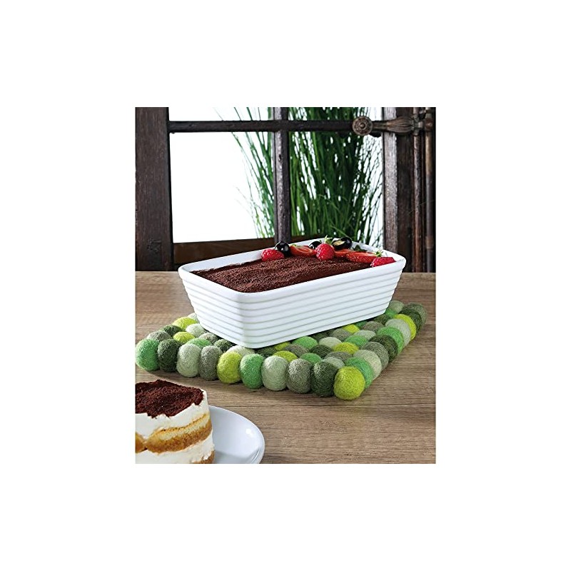 Cilio Lana TRIVET Green Wool Square Drink Coaster