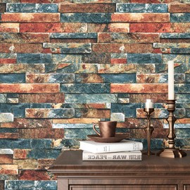 VEELIKE Retro Brick Wallpaper Peel and Stick 3D Faux Brick Wall Paper Roll for Backdrop Walls Fireplace Backsplash 15.7''x354'' Removable Self Adhesive Brick Contact Paper for Bedroom Bathroom Kitchen