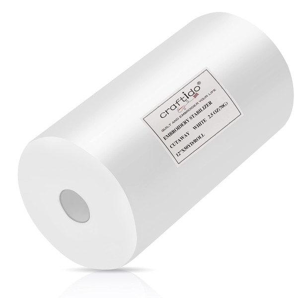 Craftido Cut Away Embroidery Stabilizer Backing 12" x 50 Yd/roll