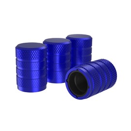 Marcraft Corrosion Resistant (Blue) Aluminium Tyre Wheel Alloy Valve Caps Dust Caps (4 Pack) Universal for Cars, SUVs, Bicycles, Motorcycles, Trucks | Plastic Insert | Screw-On