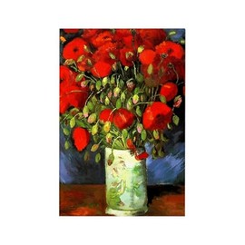 CafePress Vincent Van Gogh Vase With Red Po Rectangle Magnet, 3"x2" Refrigerator Magnet