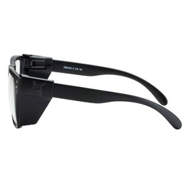 X Power Weekenders & Side Shield Combo ANSI Z87+ Large Black Square Safety Sunglasses with Antifog Clear Lenses (Made In Taiwan)