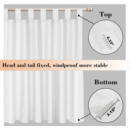 BONZER Waterproof Outdoor Curtains for Patio Porch Pergola Cabana, Weatherproof Wide Tab Top Outdoor Curtains for Gazebo, Deck, 1 Panel, 100x84 Inch, White