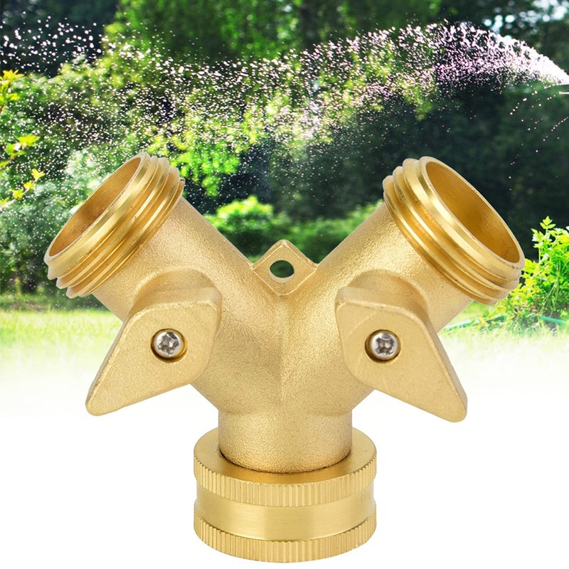 Fdit 3/4 Inch Double Outlet Brass Ball Valve Hose Connector