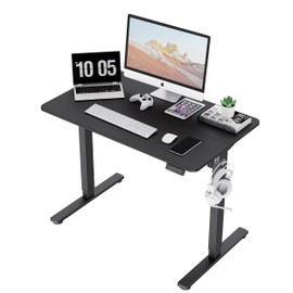 LongKe Electric Standing Desk Adjustable Height, Stand up Home Office Desk, 40x24 Inches Sit Stand Desk with Memory Preset, Black