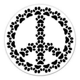 Paw Print Peace Sign Pet Lover Vinyl Sticker - Car Phone - 3"