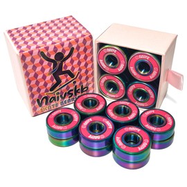 Naivskb Skate Bearings 8mm 16 Pack, Precision 608 Bearings Quad Inline Speed Skates Roller Derby Skateboard Longboard Scooter(Callme Pink)
