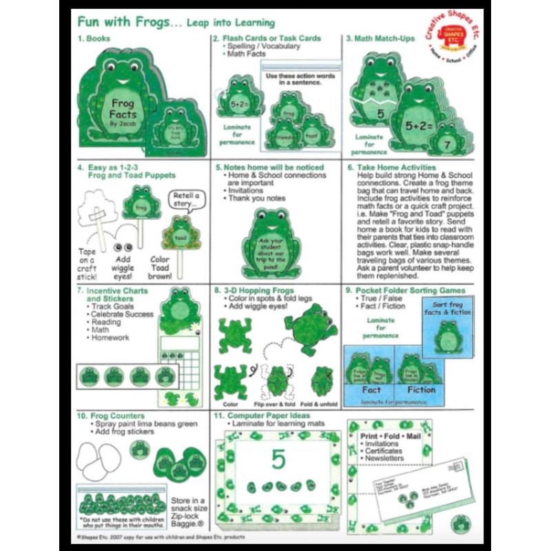 SHAPES ETC. 50 Sheets Frog Large Notepad 5inx7in, Amphibian, Cute