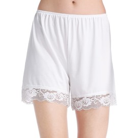 MANCYFIT Pettipants for Women Half Slip Culotte Shorts Split Skirt Lace Snip 4” Inseam White Medium