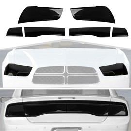 amayum Smoked Black Tail Light Lamp Cover Front Headlights Cover Kit Decoration Exterior Accessories Compatible with Dodge Charger 2011-2014