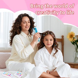 kidzkube Hair Gem Stamper Kit, Bling Hair Jewels for Girls Toys, Hair Styling Tool with Reusable Shining Diamonds, Birthday Gifts Toys for Girls Ages 3 4 5 6 8-12