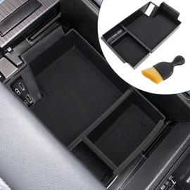 AFEISOL Center Console Organizer Tray with Clean Brush Fits 2021 2022 2023 2024 Toyota Sienna, Armrest Insert Tray Secondary Storage Box Coin Holder Interior Accessories (3 Storage Compartments)