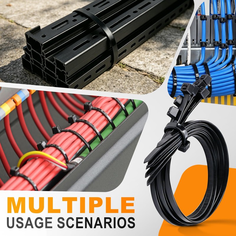 36 Inch Zip Ties, 200LBS,0.35In Thick, 50Pack,Black Cable Ties