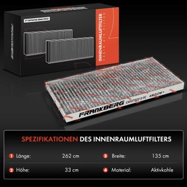 Frankberg 2x Cabin Air Filter Pollen Filter with Activated Carbon Filter Compatible with Laguna Coupe DT0/1 1.5L-3.5L 2008-2015 Laguna III BT0/1 1.5L-3.5L 2007-2015 Replace# 272770001R