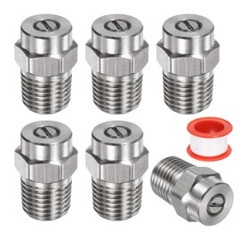 M METERXITY 6 Pack Surface Clean Tips - 15 Degree 1/4" NPT Male Pressure Washer Nozzles Cleaner Nozzle Replacement, Stainless Steel with Sealing Tape, Apply to Water Guns (0.977mm Orifice)