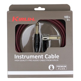 KIRLIN Cable IWB-202BFGL-10/BR 10-Feet Premium Plus Instrument Cable, Black/Red Woven Jacket