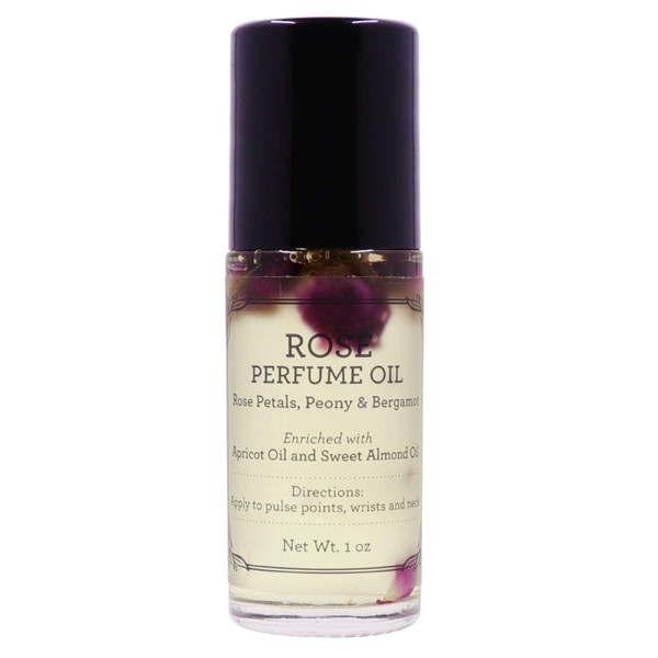 Rose Roll-On Perfume Body Oil - Refreshing Lightly Scented Floral Rose Petals - Body Oils for Women Perfume - Enriched with Apricot Oil, Sweet Almond Oil, Fractionated Coconut Oil - 1 Fl Oz