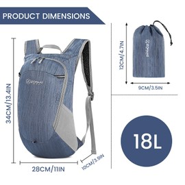 ZOMAKE - Mochila plegable ultraligera de 18 litros, pequeña mochila plegable resistente al agua para viajar