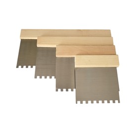 FAST WORLD SHOPPING ® Set mit 4 Zahnspachteln aus Edelstahl mit Holzgriff, 4, 6, 8 und 25,4 cm (10 Zoll) zum Auftragen von Klebstoff auf Fliesen, Fliesen und zum Verfugen von Wänden und Wänden