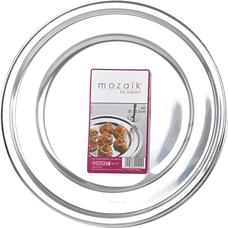 MOZAIK 4 Silver Plastic Round Charger Plate 30cm