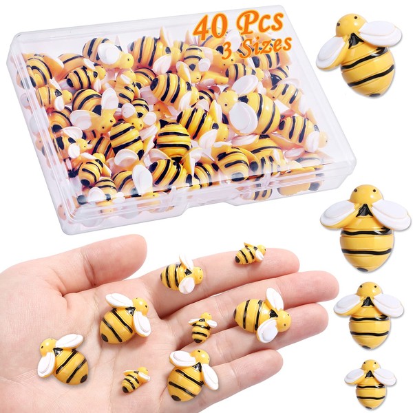 CCOZN 40 Pieces Tiny Resin Bees,Tiny Resin Garden Bumblebees Embellishment