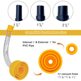 YullSorom Wet Vac Attachment A/C Drain Lines Cleaner Tool, AC Drain Line Vacuum Adapter to Unclog and Evacuate ABS Compatiable With Most PVC Pipe Sizes Orange