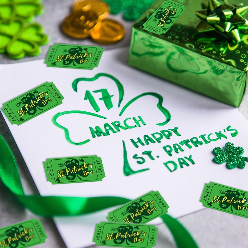1000 Pieces St. Patrick's Day Raffle Tickets Green Shamrock Tickets