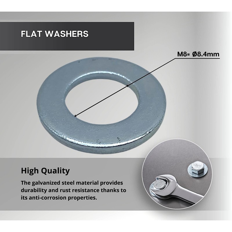 DOJA Barcelona Washer, M8, galvanised steel, pack of 100, washer