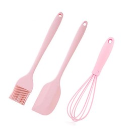 WinAimer Premium Silicone Basting Brush Set of Two Heat Resistant Long Handle Pastry Brush for Grilling, Baking, BBQ and Cooking, Solid Core and Hygienic Solid Coating (Green) (3, pink)