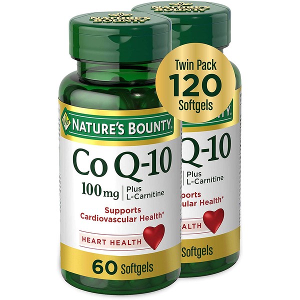 Nature's Bounty CoQ10 Pills and Dietary Supplement Supports Cardiovascular and Heart Health 100mg 60 Softgels 2 Pack