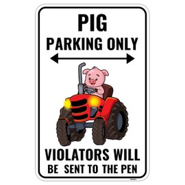 Venicor Pig Sign Decor - 9 x 14 Inches - Aluminum - Cute Pig Gifts for Pig Lovers Women Stickers Decorations Stuff