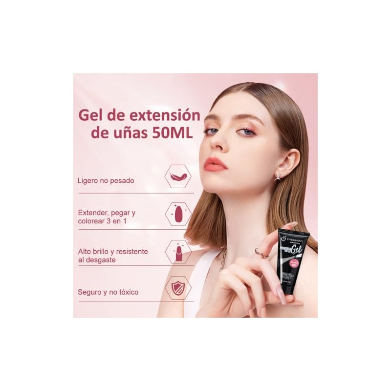 CHERIMOYA Poly Gel Constructor de Uñas 50ml,Fortalecedor para Extensión (007