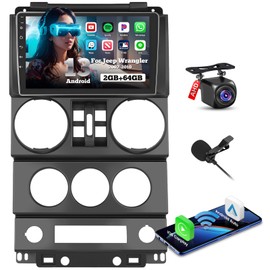Fuluku Android 13 Car Stereo 2+64G for Jeep Wrangler (4 Doors) 2007-2010 with Wireless Carplay Android Auto Mirror Link, 9'' Touchscreen Radio WiFi GPS FM RDS Bluetooth SWC Backup Camera Mic