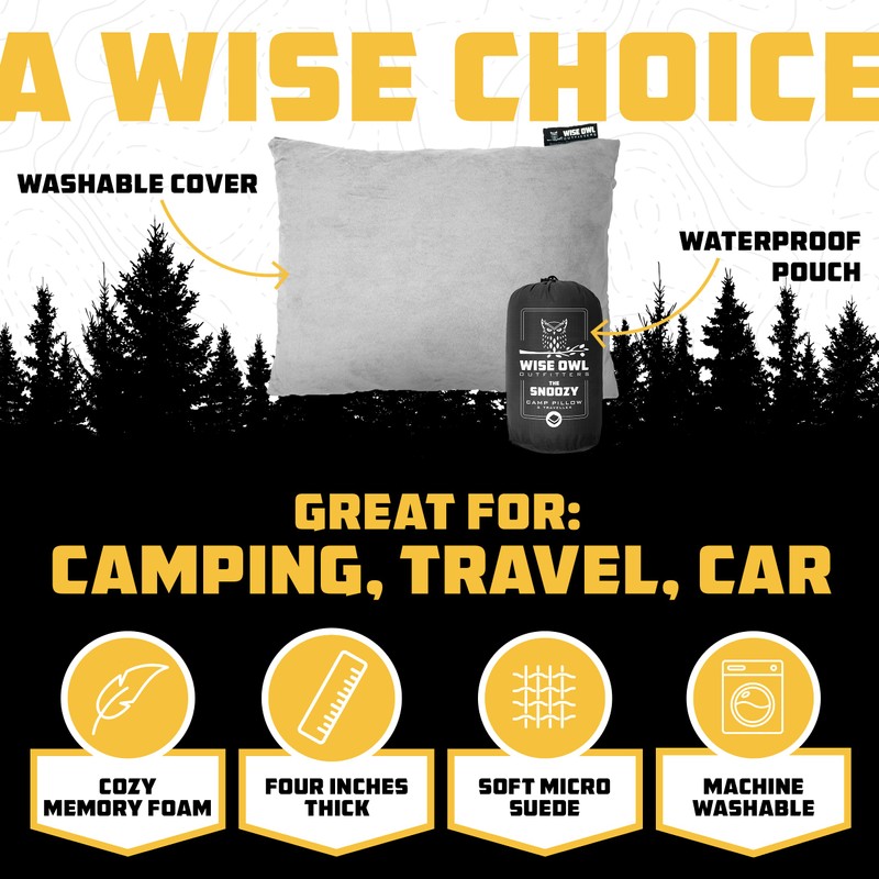 Wise Owl Outfitters Camping Pillow – Memory Foam Travel Pillow
