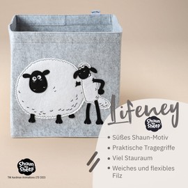 LIFENEY Meets Shaun the Sheep Storage Box for Kids - Felt Box with the Iconic Sheep for Storing Toys - 33 x 33 x 33 cm Fits Classic Cube Shelves